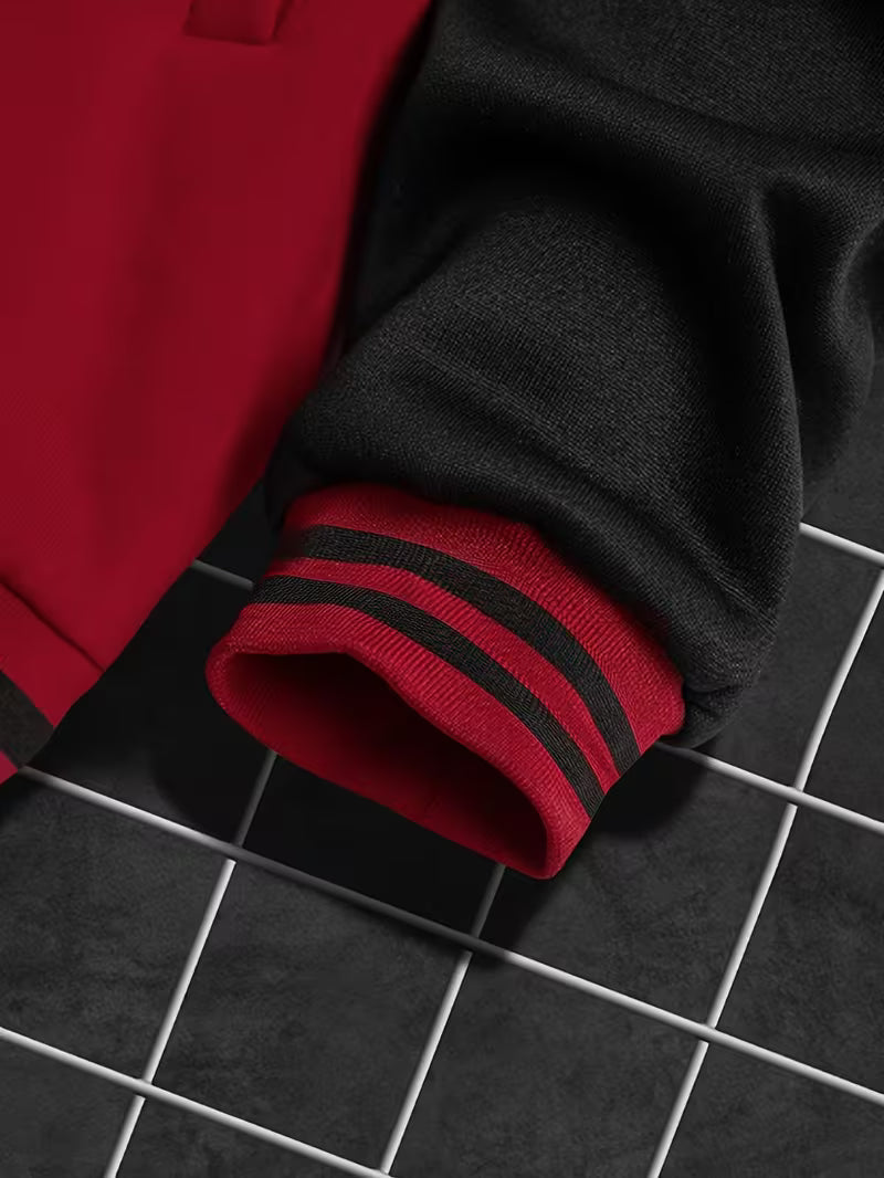 Casual jas met color-block ontwerp en baseball kraag