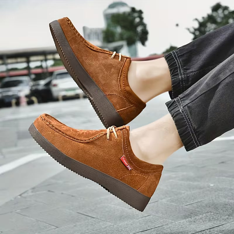 Casual schoenen van varkensleer met antislip rubberen zool