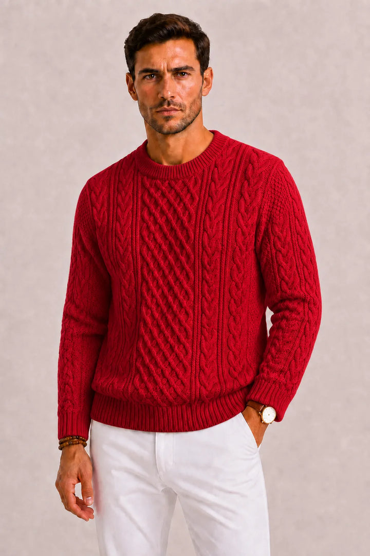 Kabeltrui met crew neckline