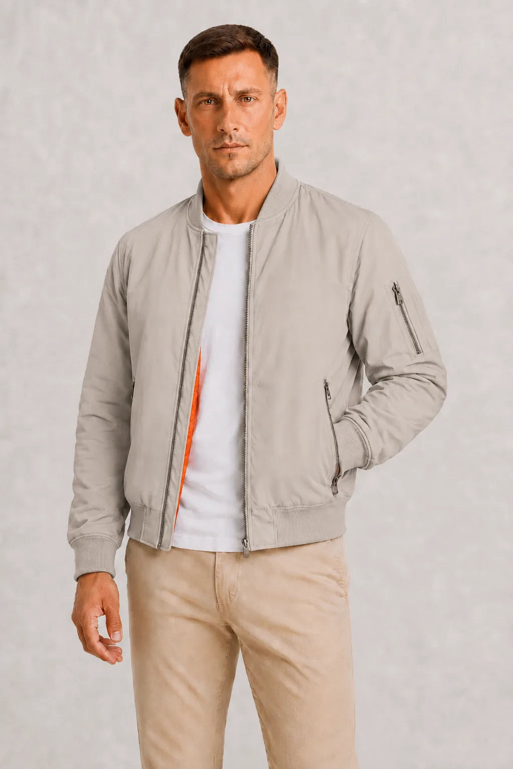 Oversized bomberjack met oranje voering