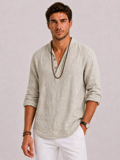 Casual overhemd V-neck lange mouwen