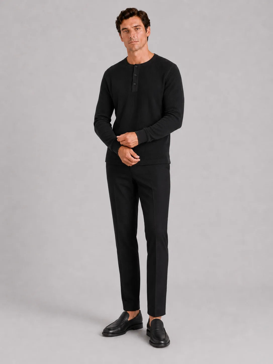 Longsleeve waffle knit shirt