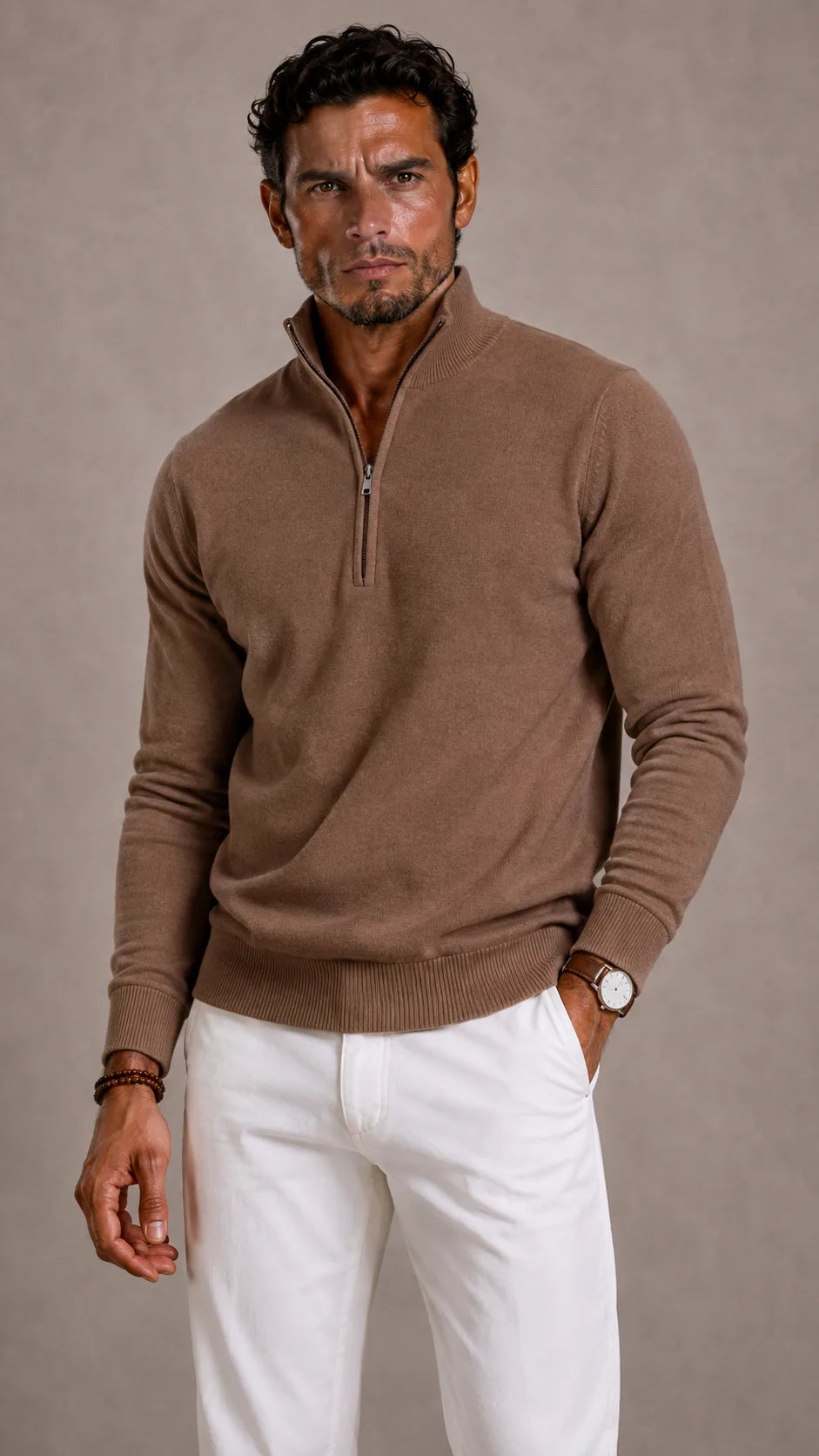 Zip-up trui met hoge kraag