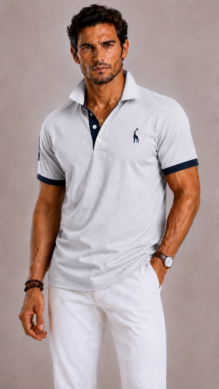 Polo met ribbed collar en korte mouwen