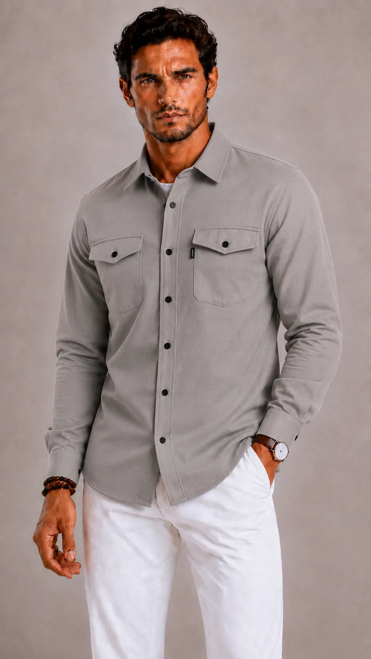 Overshirt met mandarin kraag