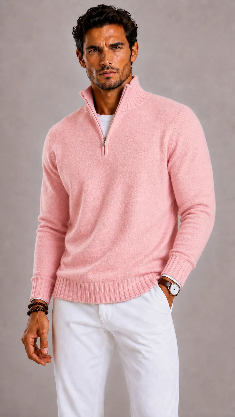 Zip-up trui met hoge kraag