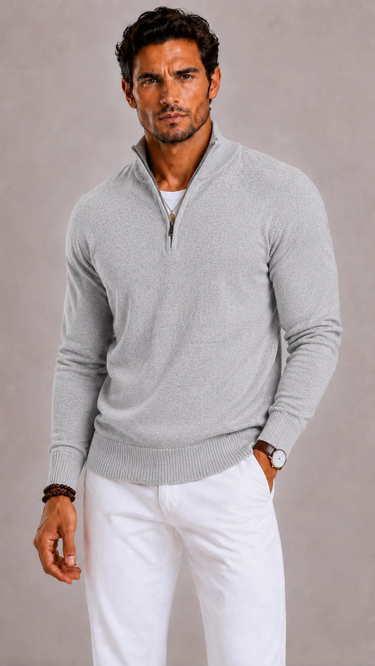 Slim fit trui met half-zip