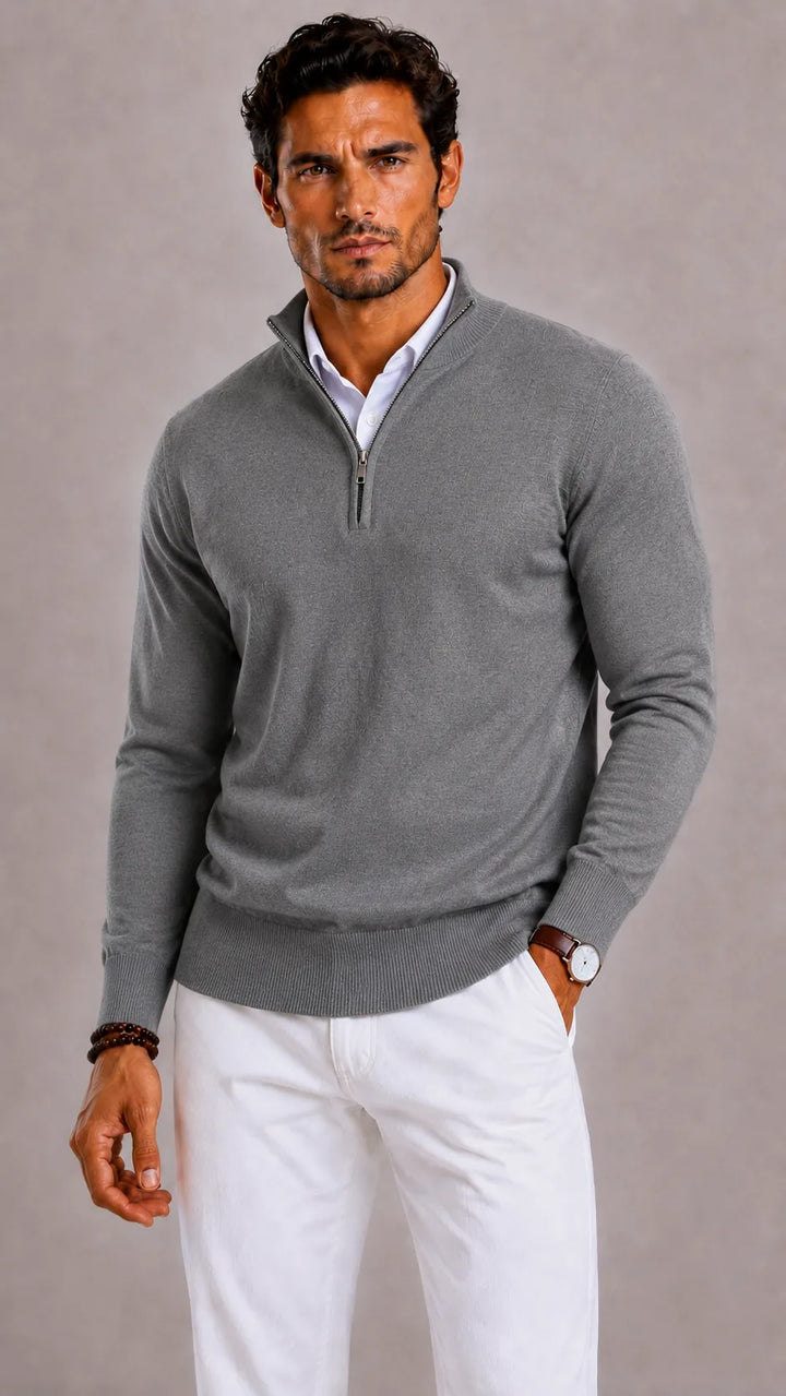 Slim fit trui met half-zip