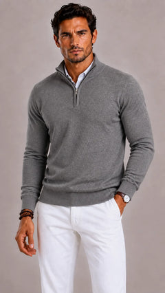 Zip-up trui met mock neckline