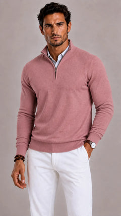Zip-up trui met mock neckline