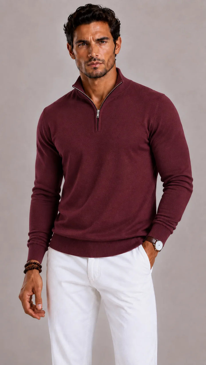 Zip-up trui met mock neckline