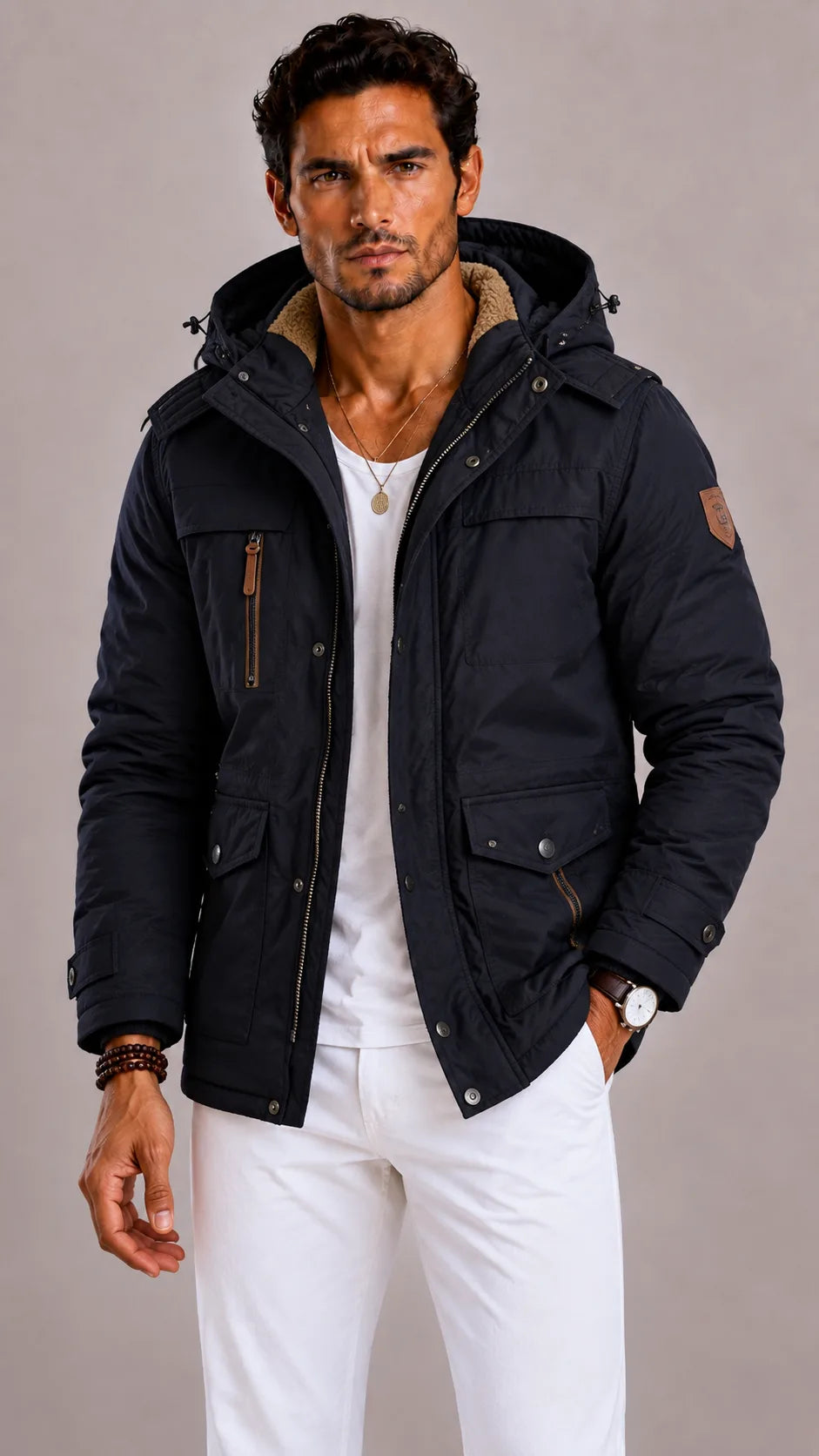 Parka met capuchon en meerdere zakken
