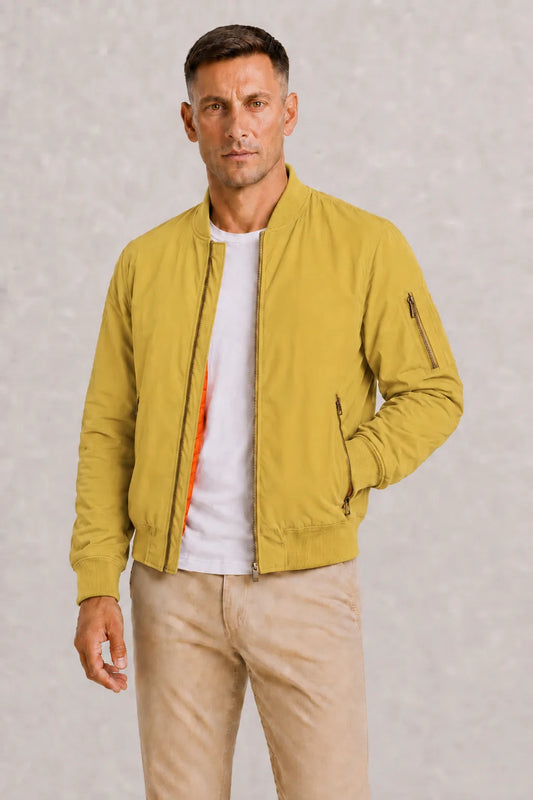 Oversized bomberjack met oranje voering
