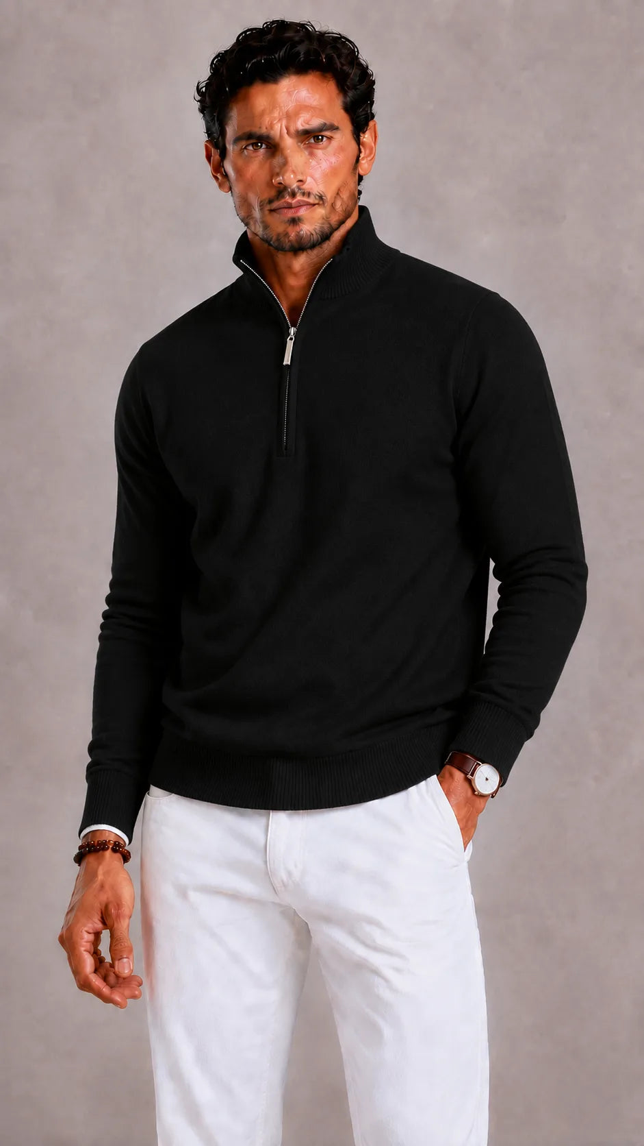 Zip-up trui met hoge kraag
