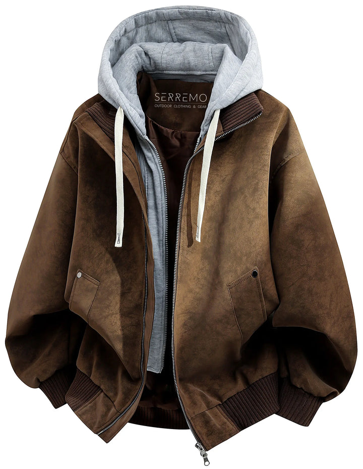 Oversized bomberjack met fleece hood
