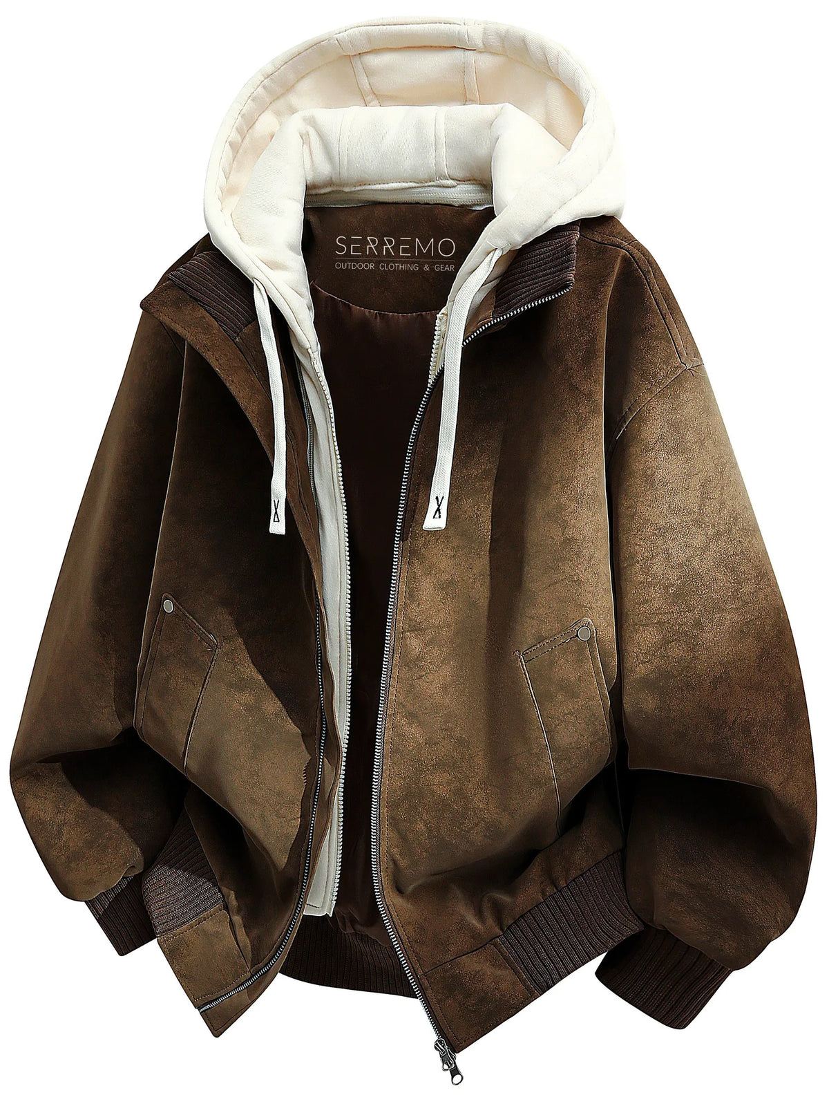 Oversized bomberjack met fleece hood