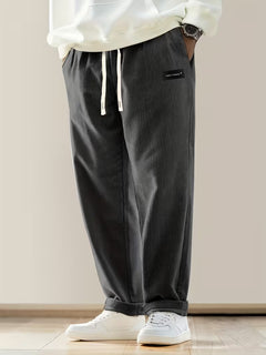 Corduroy broek met losse pasvorm en rechte pijpen