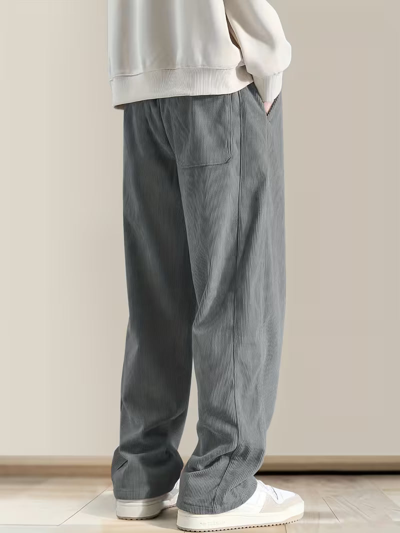 Corduroy broek met losse pasvorm en rechte pijpen