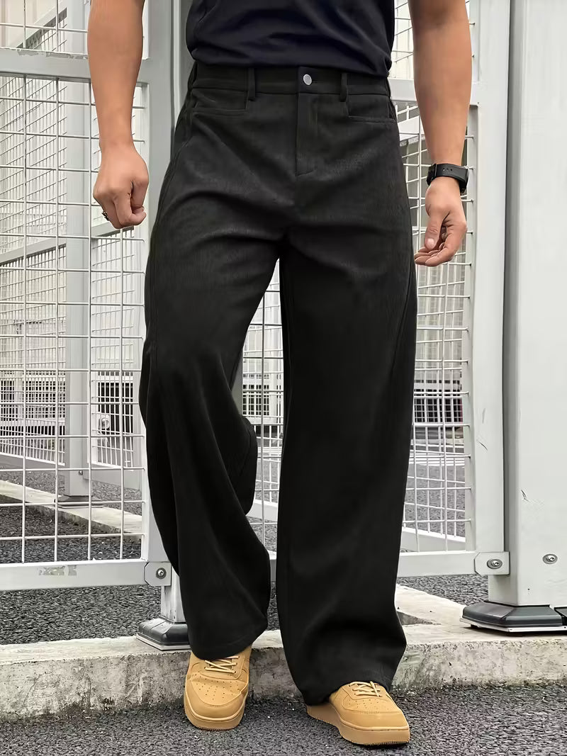 Corduroy broek met losse rechte pijpen