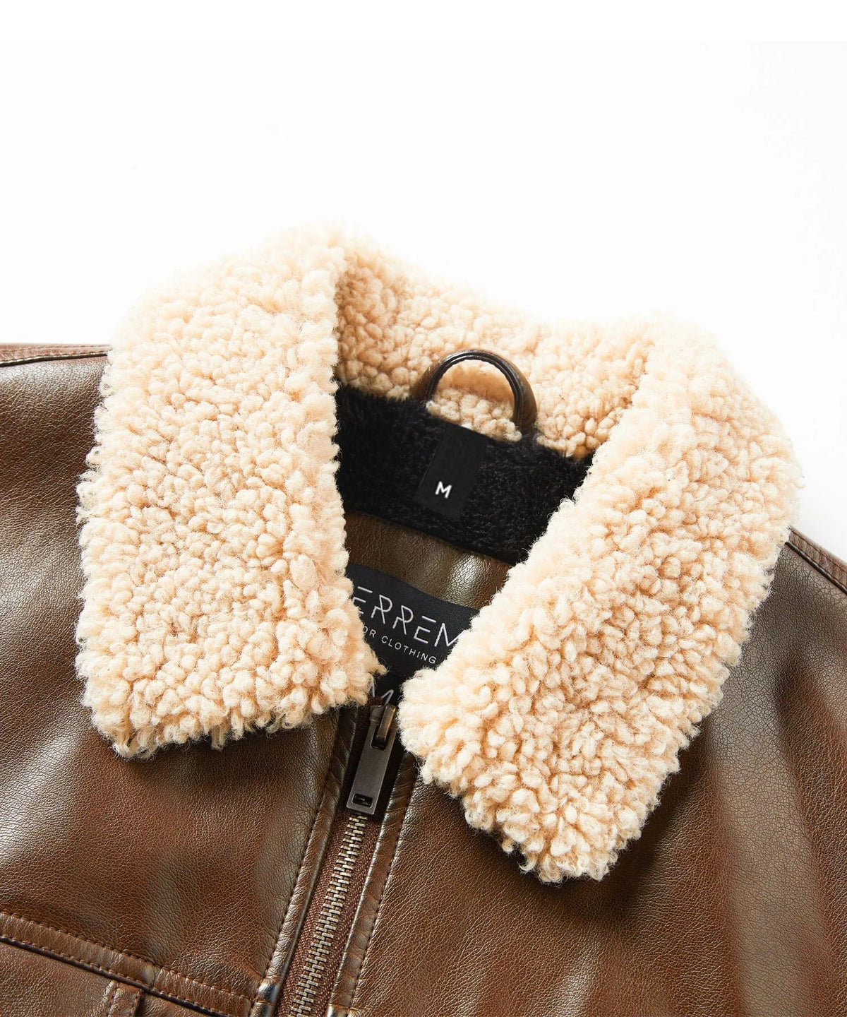 Leren jassen met shearling kraag