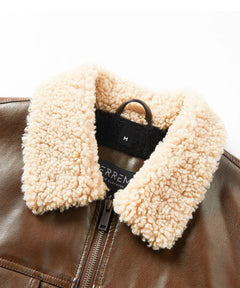 Leren jassen met shearling kraag