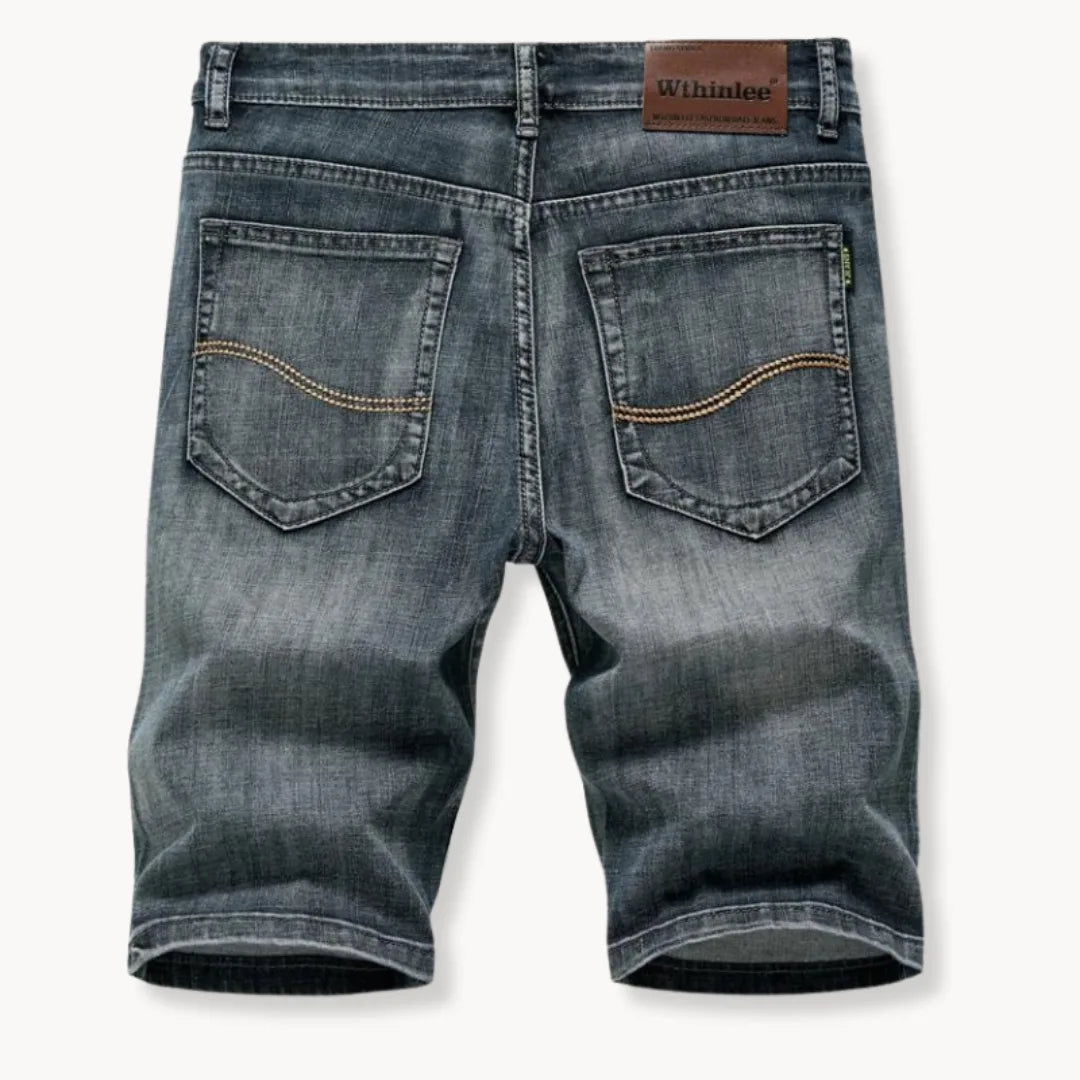 Denim shorts met rits- en knoopsluiting