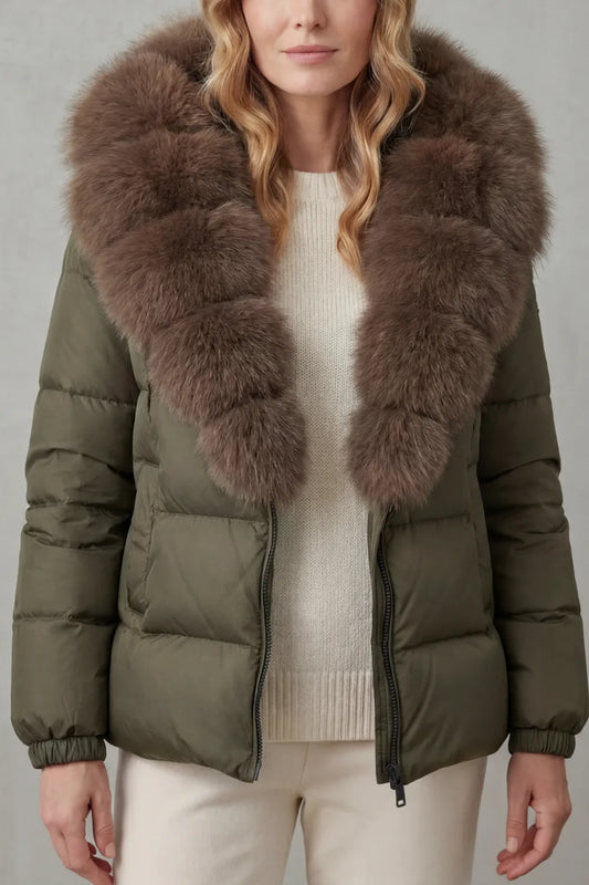 Puffer jacket met fluffy kraag