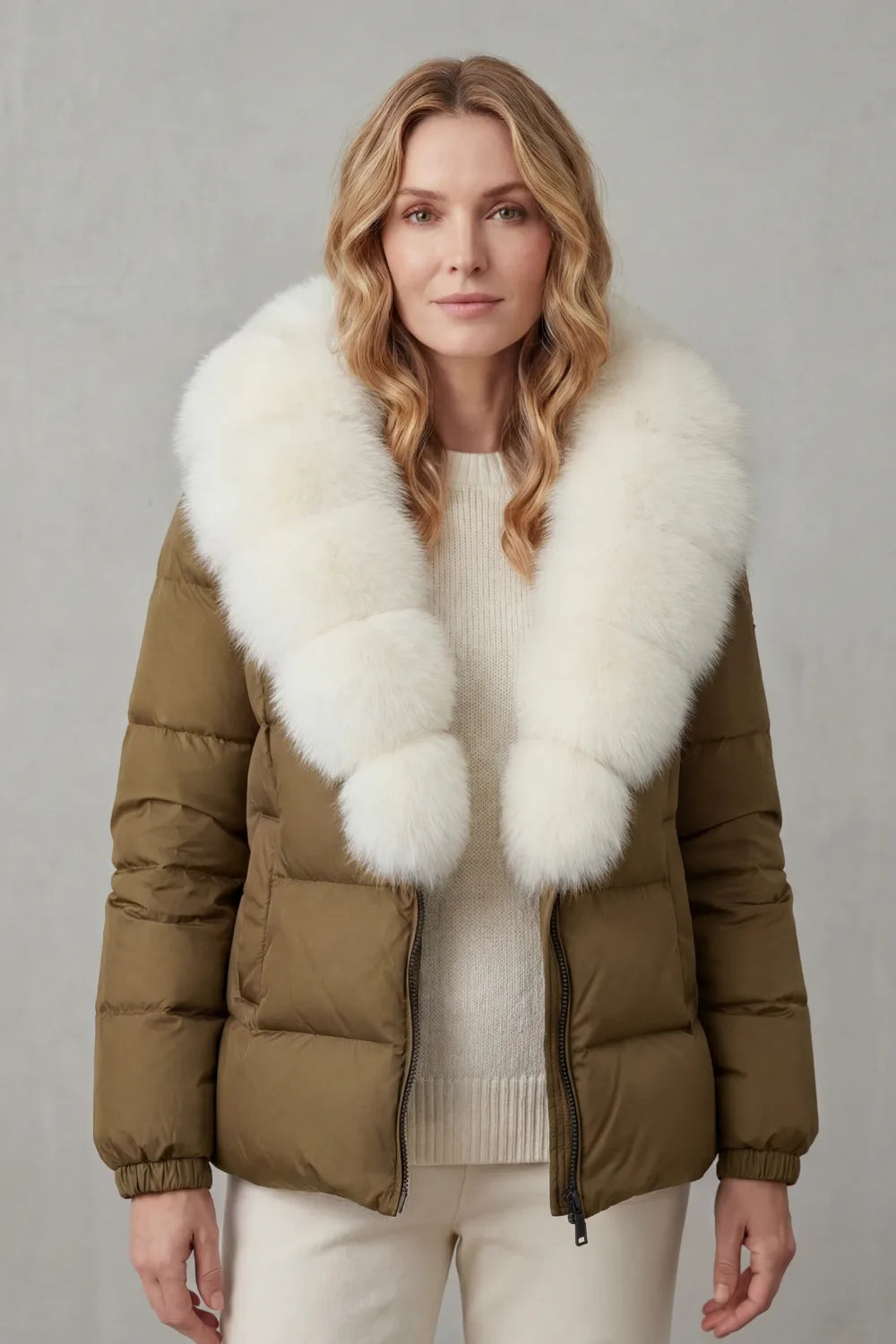 Puffer jacket met fluffy kraag