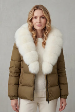 Puffer jacket met fluffy kraag