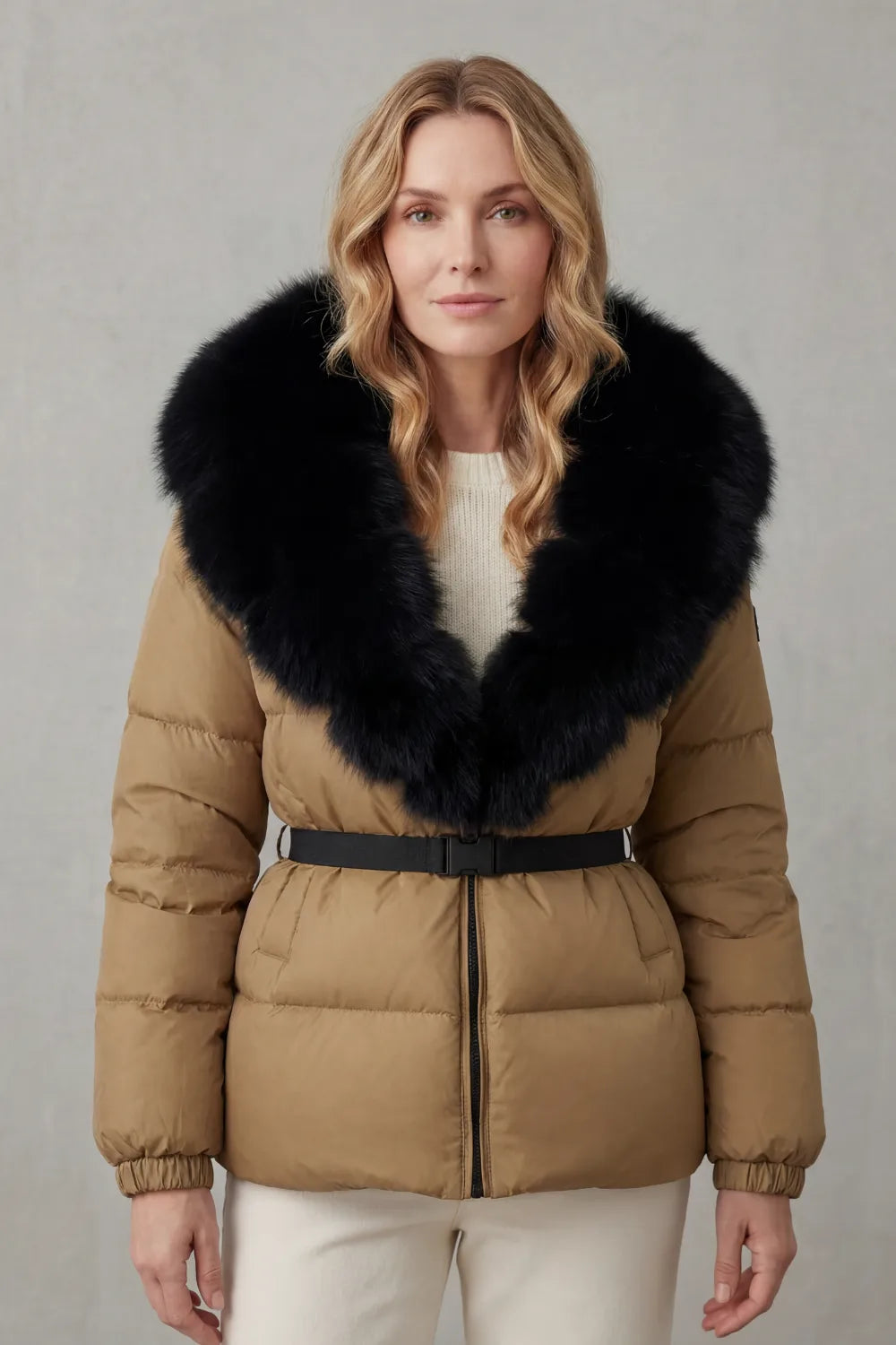 Puffer jacket met fluffy kraag