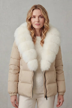 Puffer jacket met fluffy kraag
