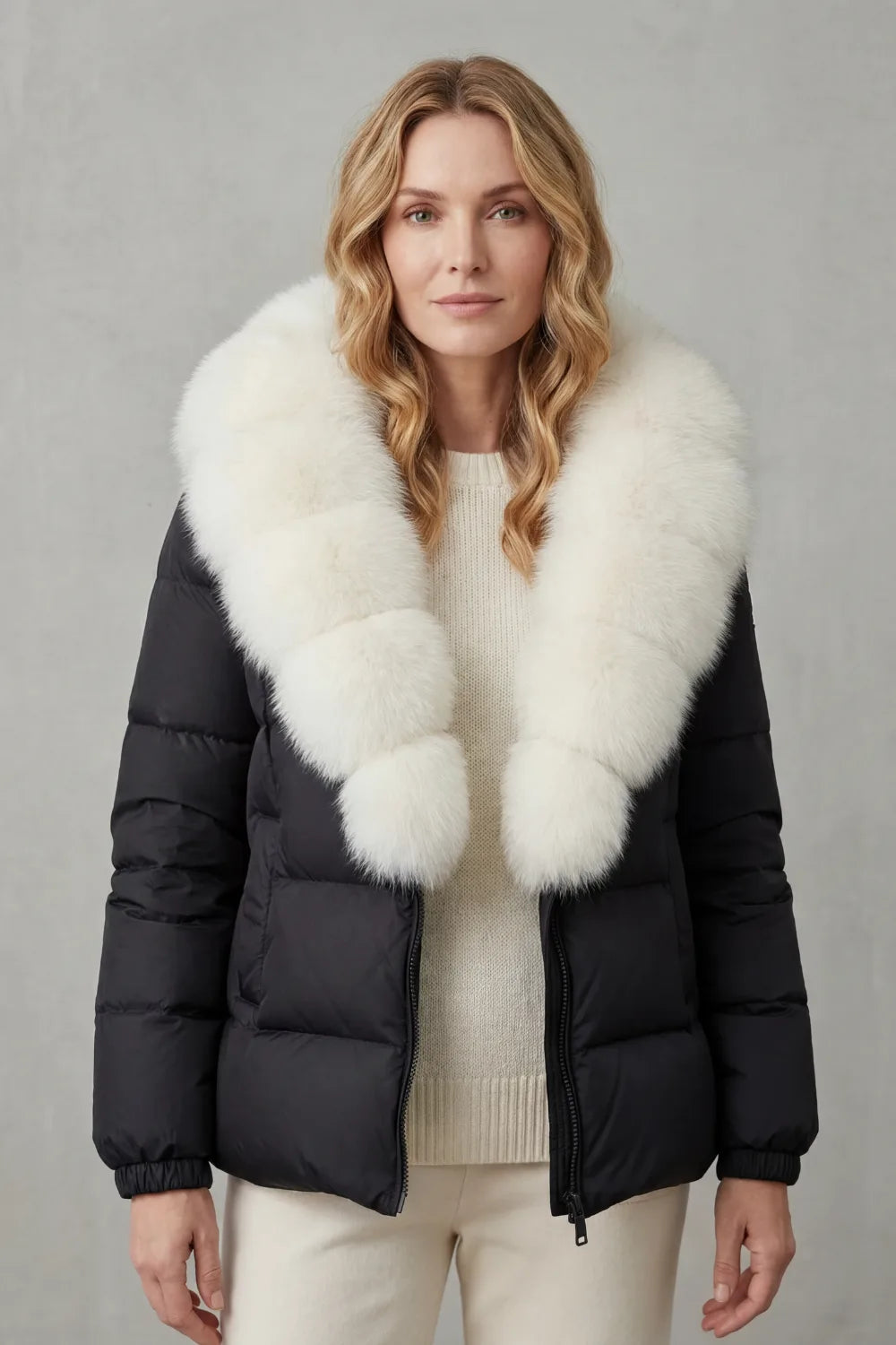 Puffer jacket met fluffy kraag