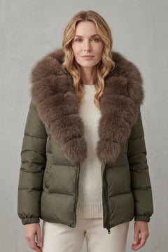 Puffer jacket met fluffy kraag