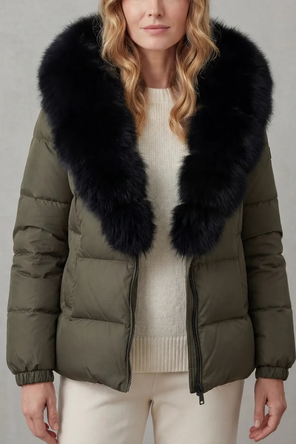 Puffer jacket met fluffy kraag