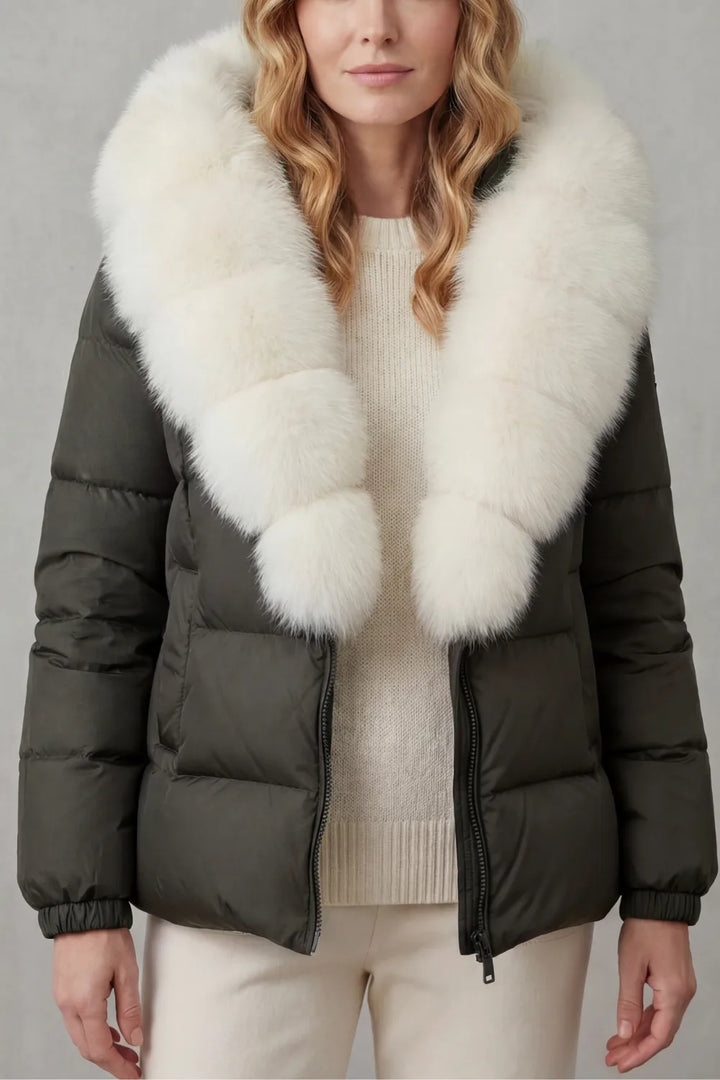 Puffer jacket met fluffy kraag
