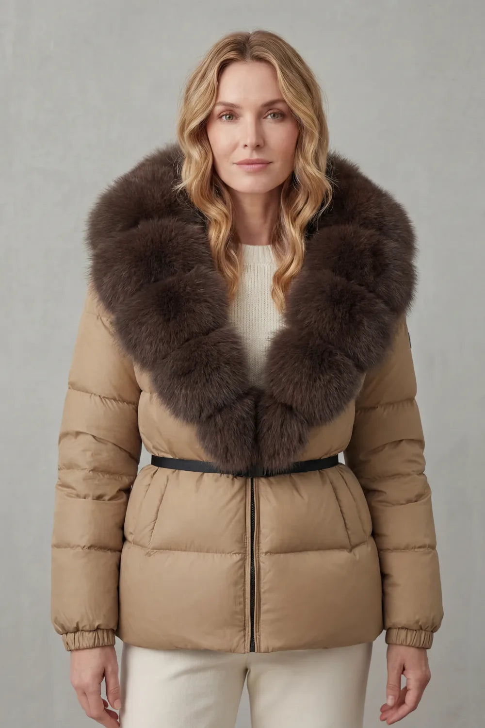 Puffer jacket met fluffy kraag