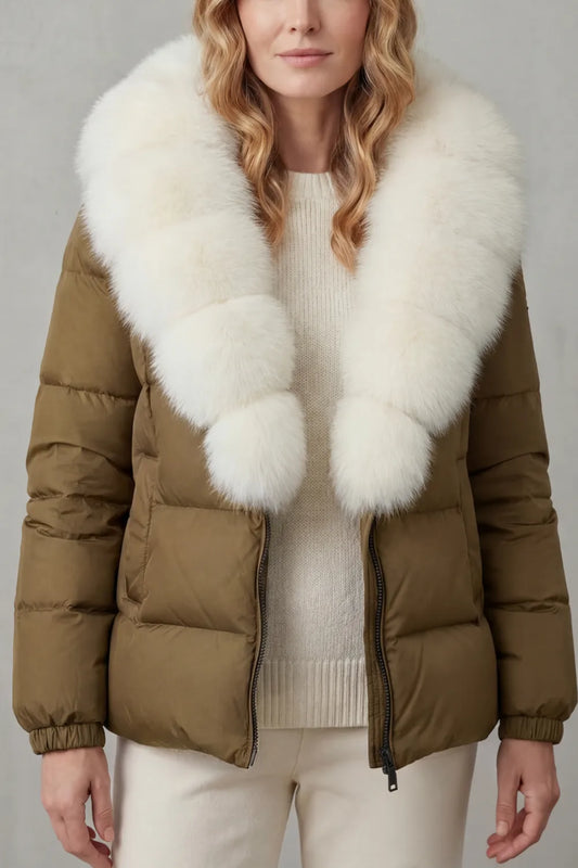 Puffer jacket met fluffy kraag