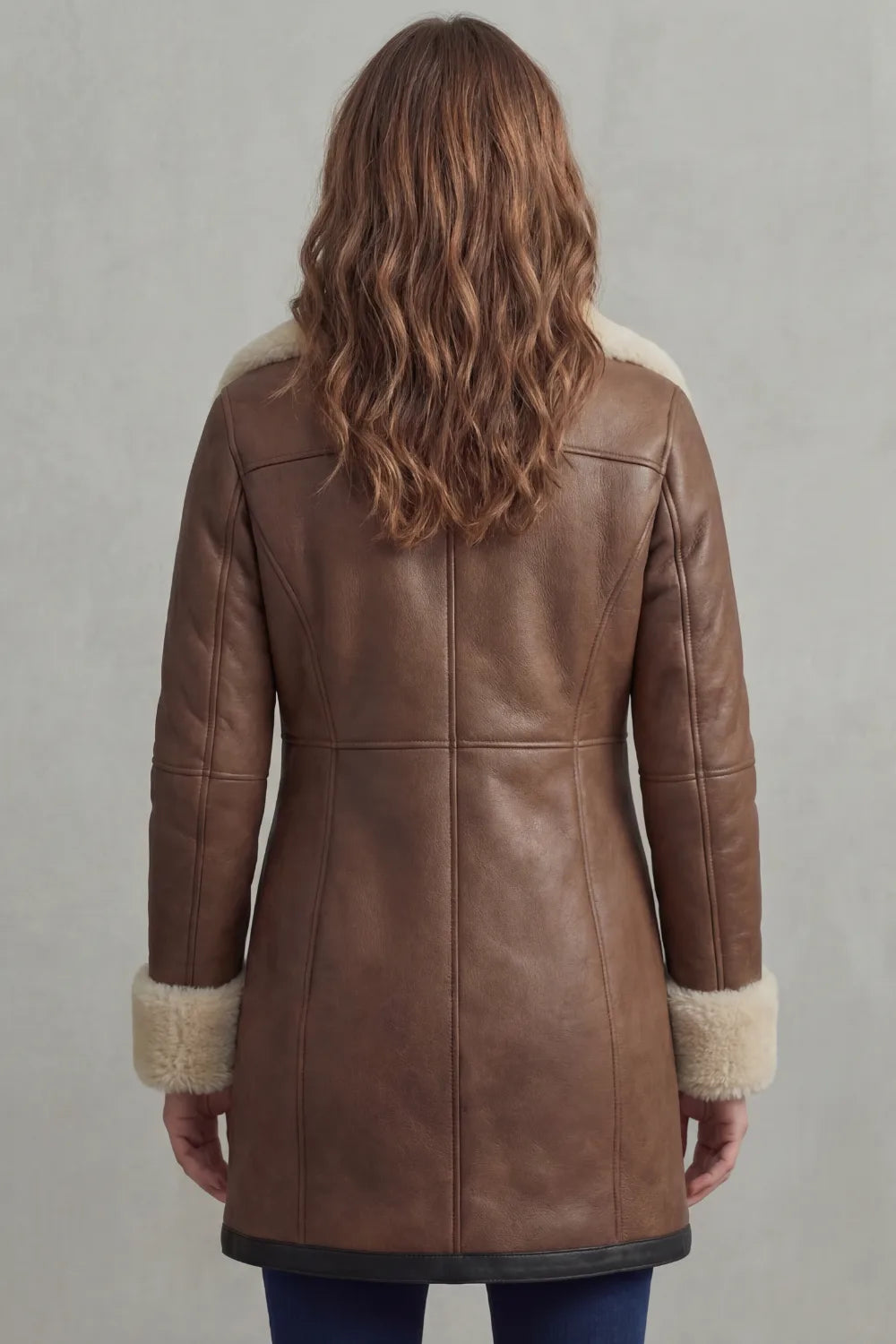 Leren winterjas met shearling