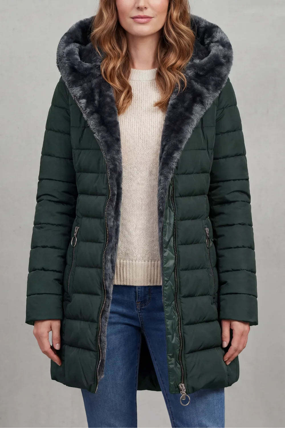 Winter parka met faux fur