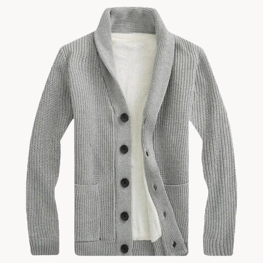 Fleece cardigan met schouderkraag en voorzakken
