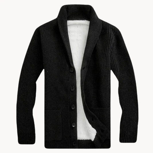 Fleece cardigan met schouderkraag en voorzakken