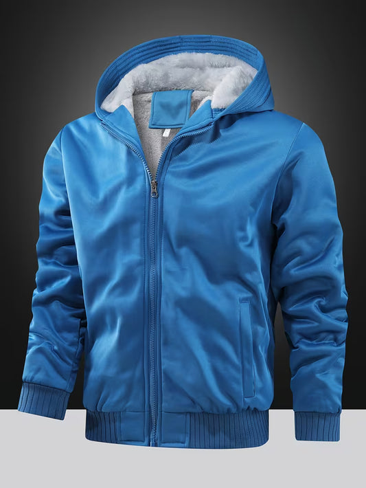 Fleece jas met capuchon en ritssluiting