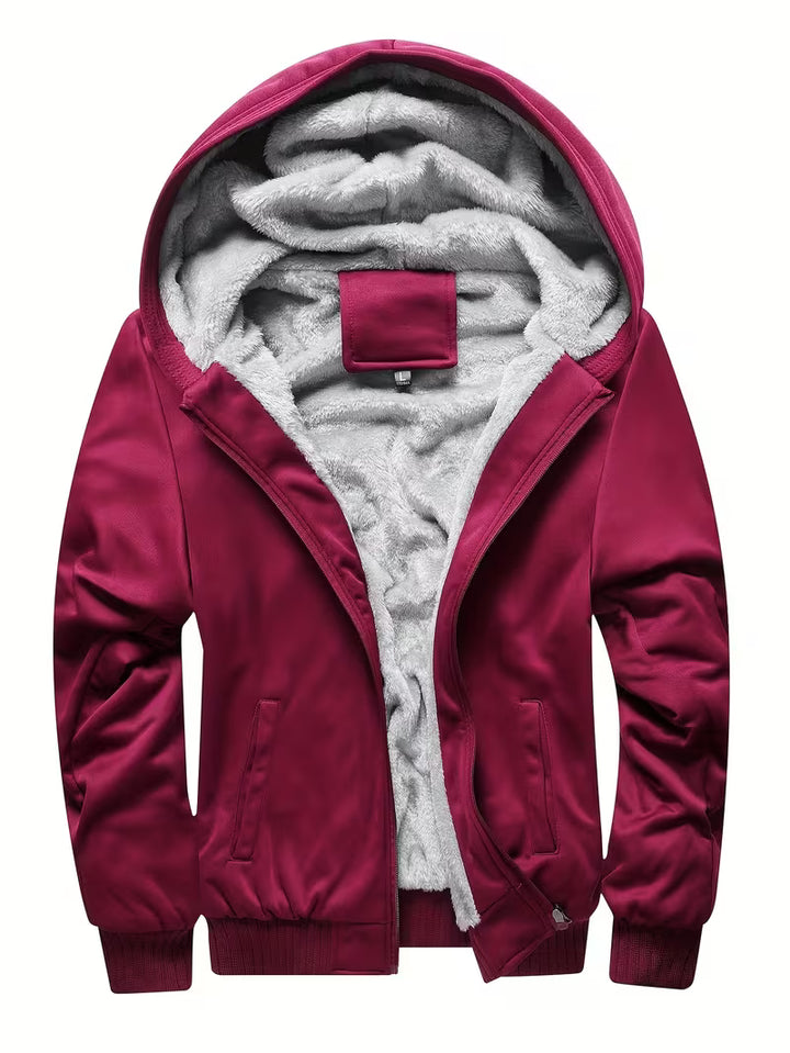 Fleece jas met capuchon en ritssluiting