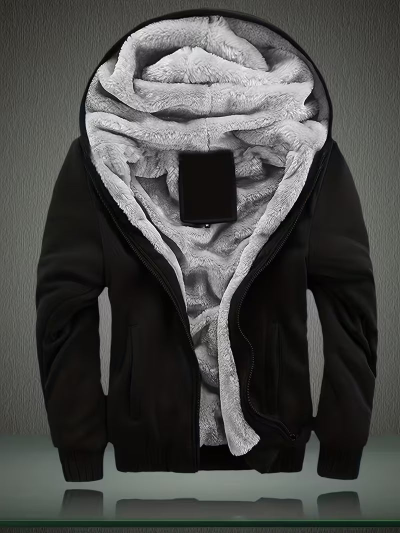 Fleece jacket with hood and zipper closure
