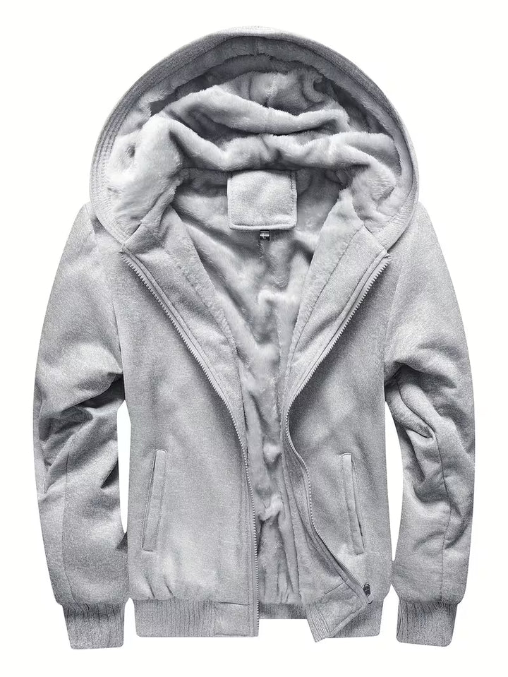 Fleece jas met capuchon en ritssluiting