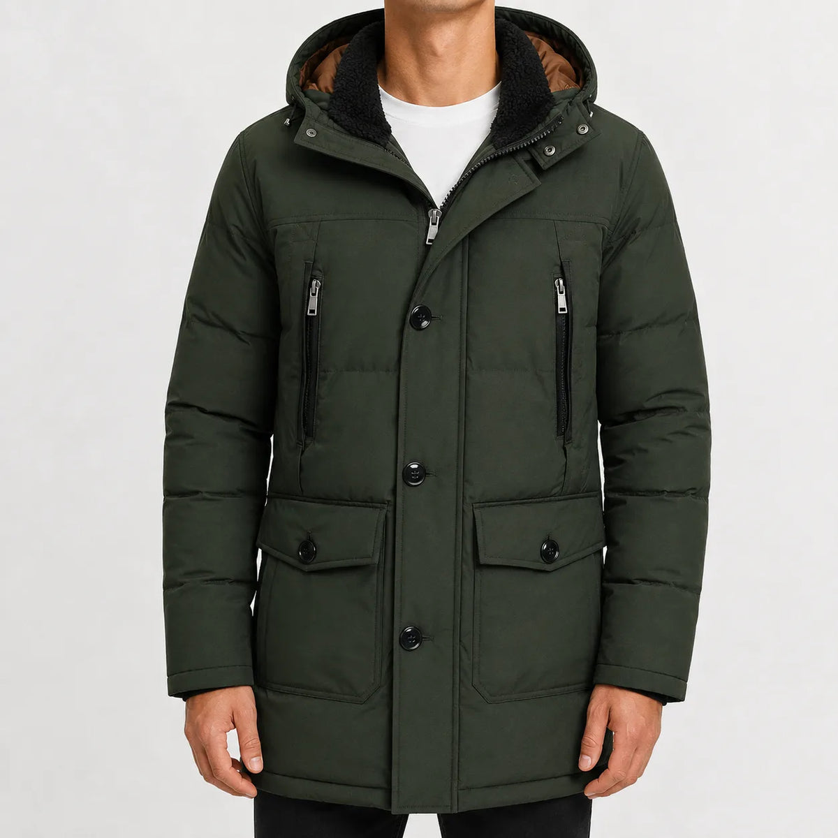 Parka met capuchon en lange mouwen