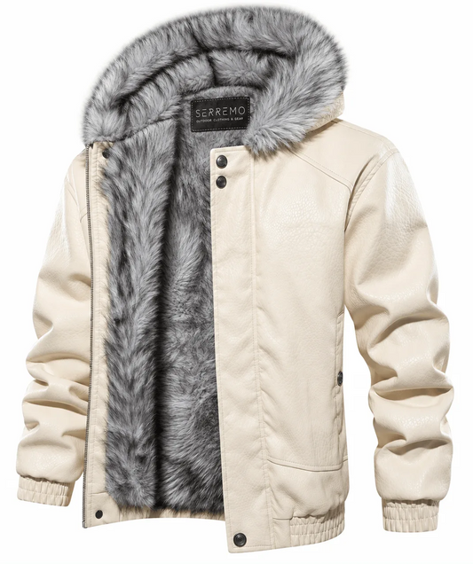 Leren jas met shearling interieur