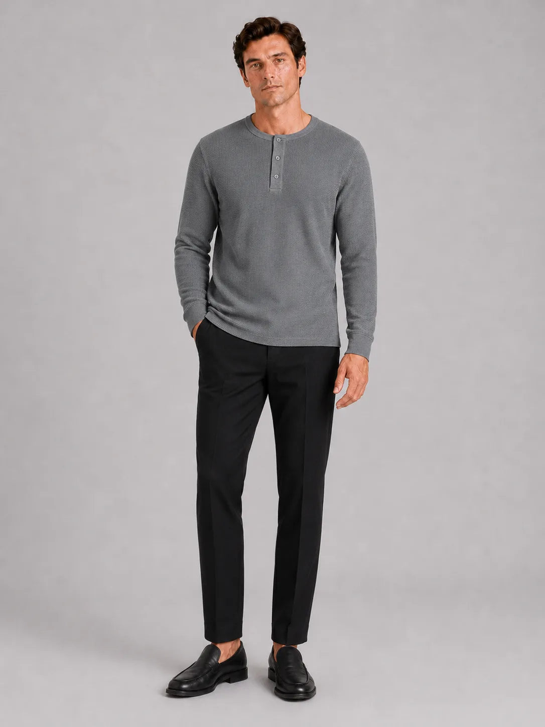 Longsleeve waffle knit shirt