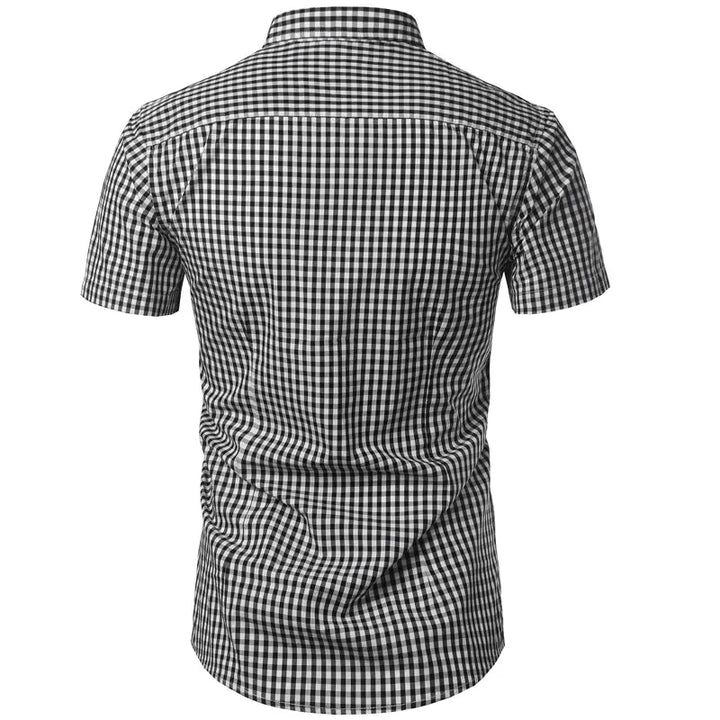 Korte mouw overhemd met blauw checkered patroon