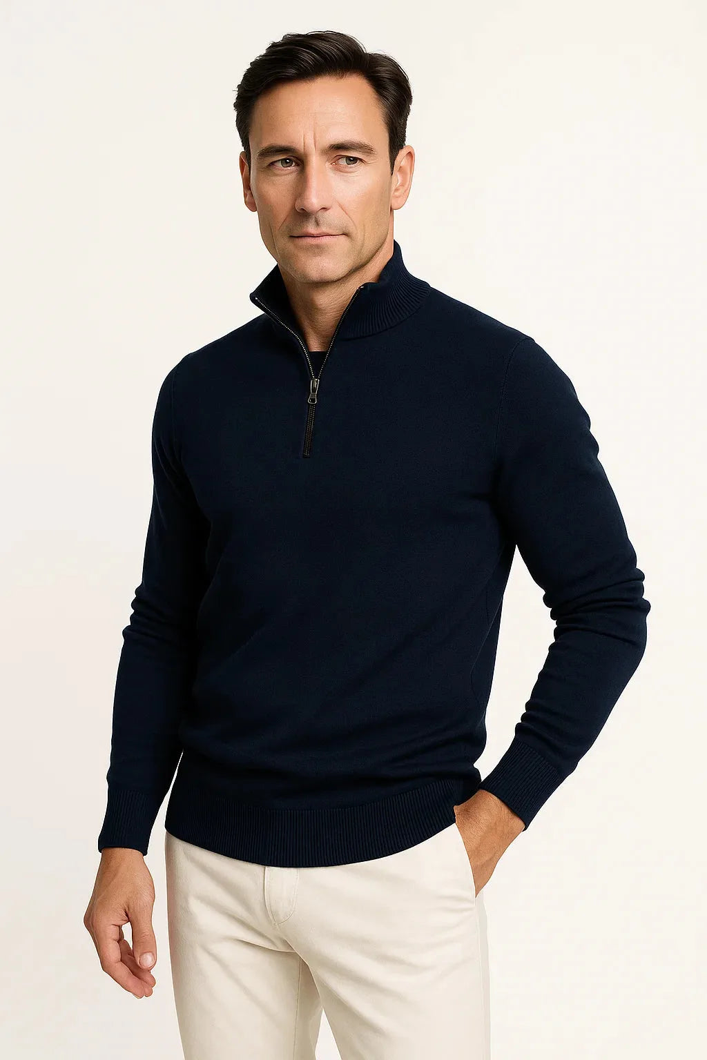 Quarter-zip trui met mock neckline
